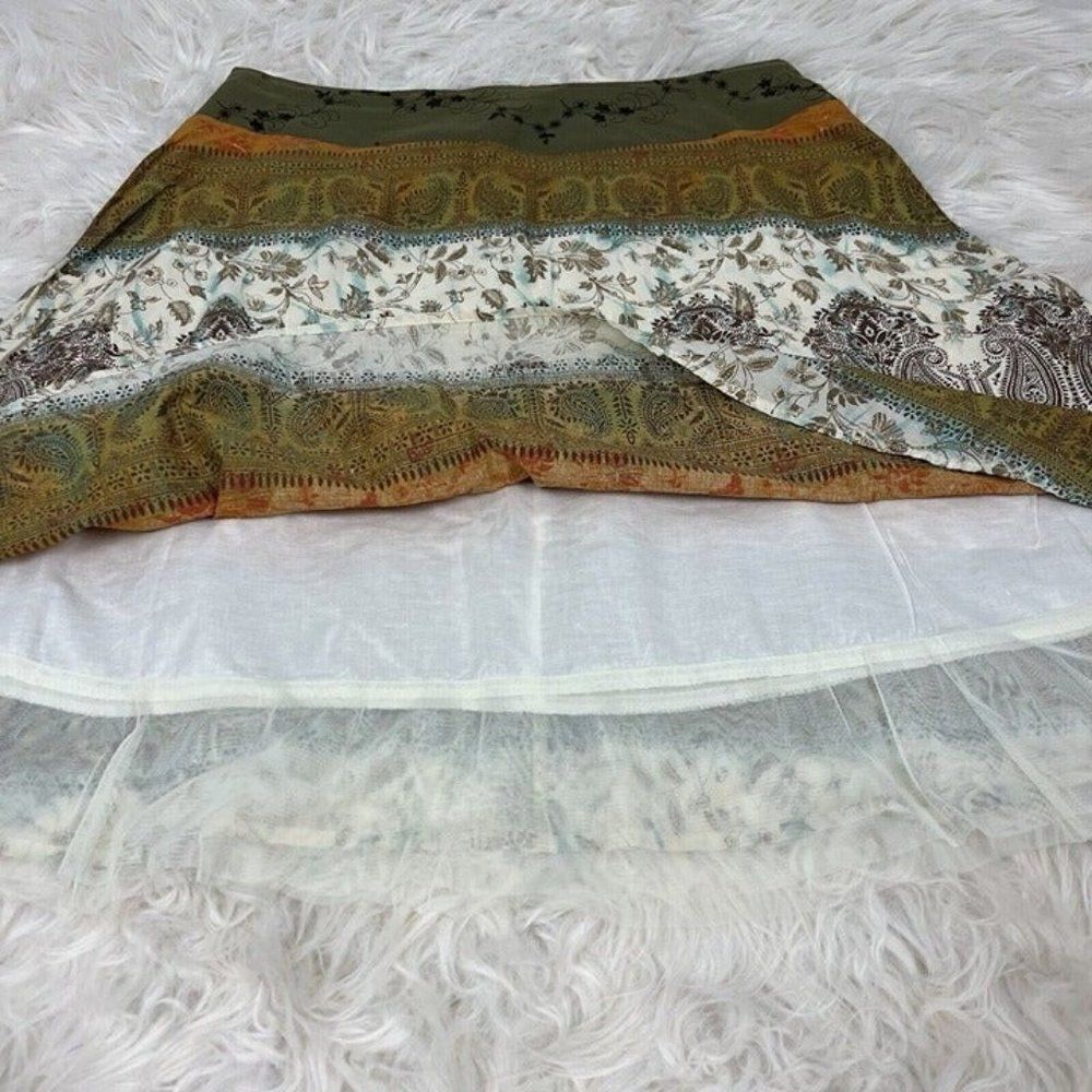 Lucy Lucy Love Vintage Y2K Paisley Ombré Handkerchief Midi Skirt Large Cotton - Picture 9 of 12